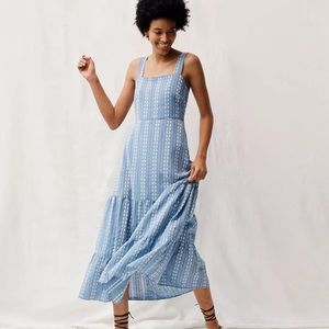Madewell Embroidered Button-Back Tiered Sundress